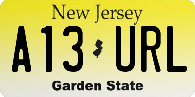 NJ license plate A13URL