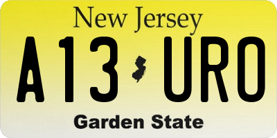 NJ license plate A13URO
