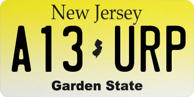 NJ license plate A13URP