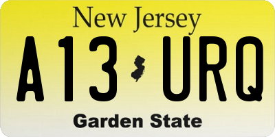 NJ license plate A13URQ