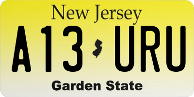 NJ license plate A13URU