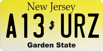 NJ license plate A13URZ