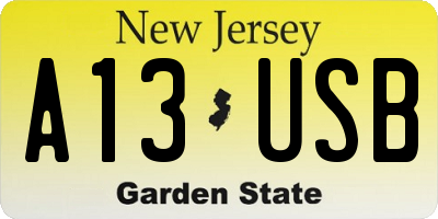 NJ license plate A13USB