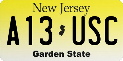 NJ license plate A13USC