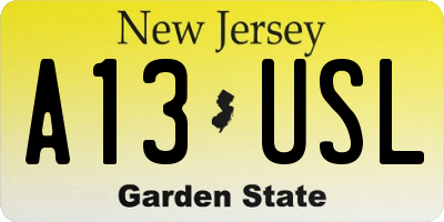 NJ license plate A13USL