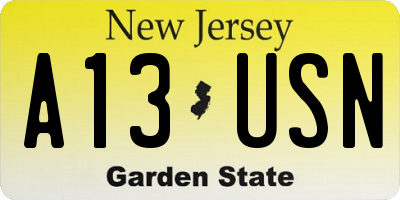 NJ license plate A13USN