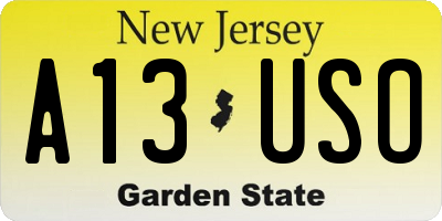 NJ license plate A13USO