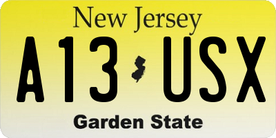 NJ license plate A13USX