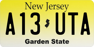 NJ license plate A13UTA