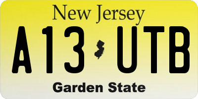 NJ license plate A13UTB