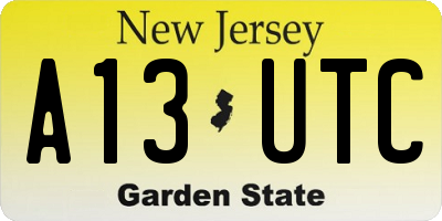 NJ license plate A13UTC