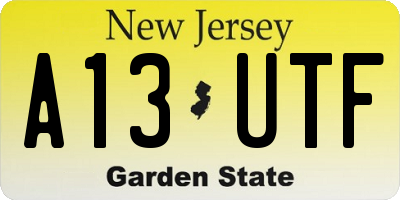 NJ license plate A13UTF