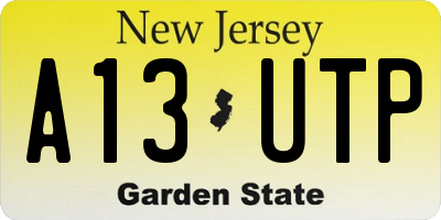NJ license plate A13UTP