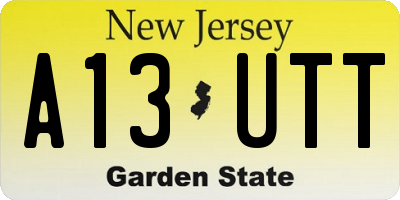 NJ license plate A13UTT