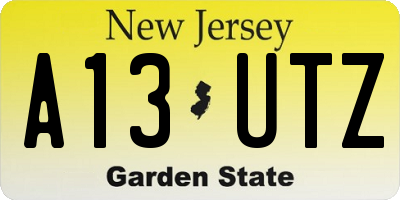 NJ license plate A13UTZ