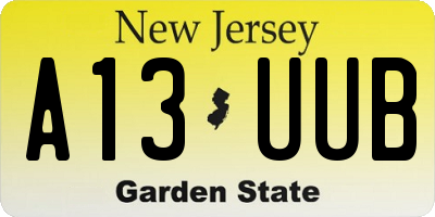 NJ license plate A13UUB