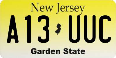 NJ license plate A13UUC
