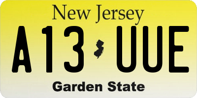 NJ license plate A13UUE