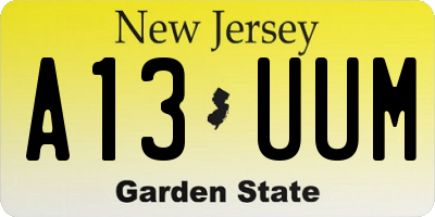 NJ license plate A13UUM