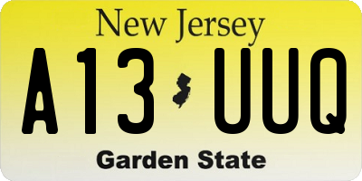 NJ license plate A13UUQ