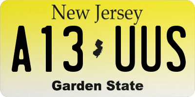 NJ license plate A13UUS