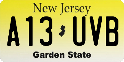 NJ license plate A13UVB
