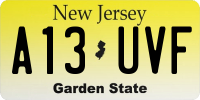 NJ license plate A13UVF