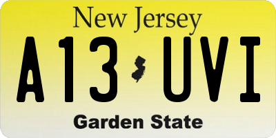 NJ license plate A13UVI