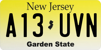 NJ license plate A13UVN