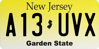 NJ license plate A13UVX