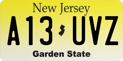 NJ license plate A13UVZ
