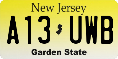 NJ license plate A13UWB