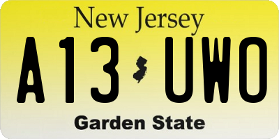 NJ license plate A13UWO