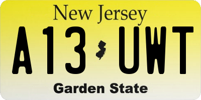 NJ license plate A13UWT