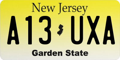 NJ license plate A13UXA