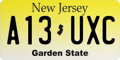 NJ license plate A13UXC
