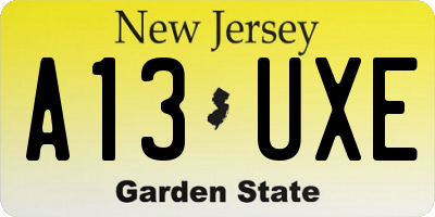 NJ license plate A13UXE