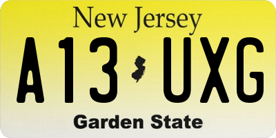 NJ license plate A13UXG