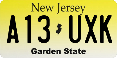 NJ license plate A13UXK