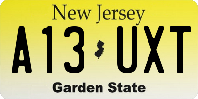 NJ license plate A13UXT