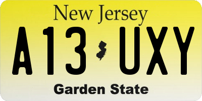 NJ license plate A13UXY