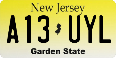NJ license plate A13UYL
