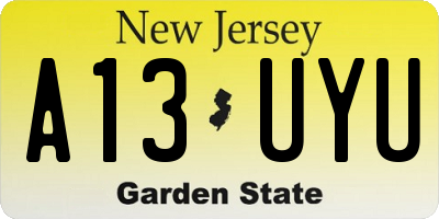 NJ license plate A13UYU