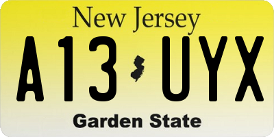 NJ license plate A13UYX