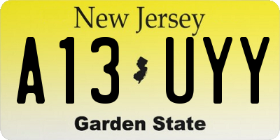 NJ license plate A13UYY