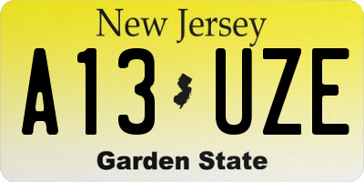 NJ license plate A13UZE