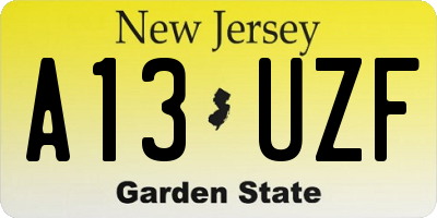 NJ license plate A13UZF