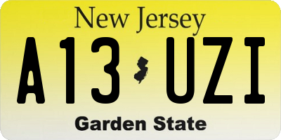 NJ license plate A13UZI
