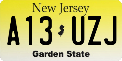 NJ license plate A13UZJ