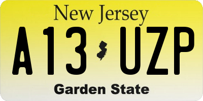 NJ license plate A13UZP